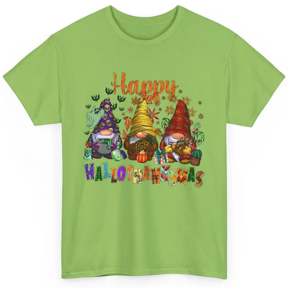 Pumpkin Gnomes Hallo-thank-mas Halloween Thanksgiving Xmas Classic Unisex T-Shirt