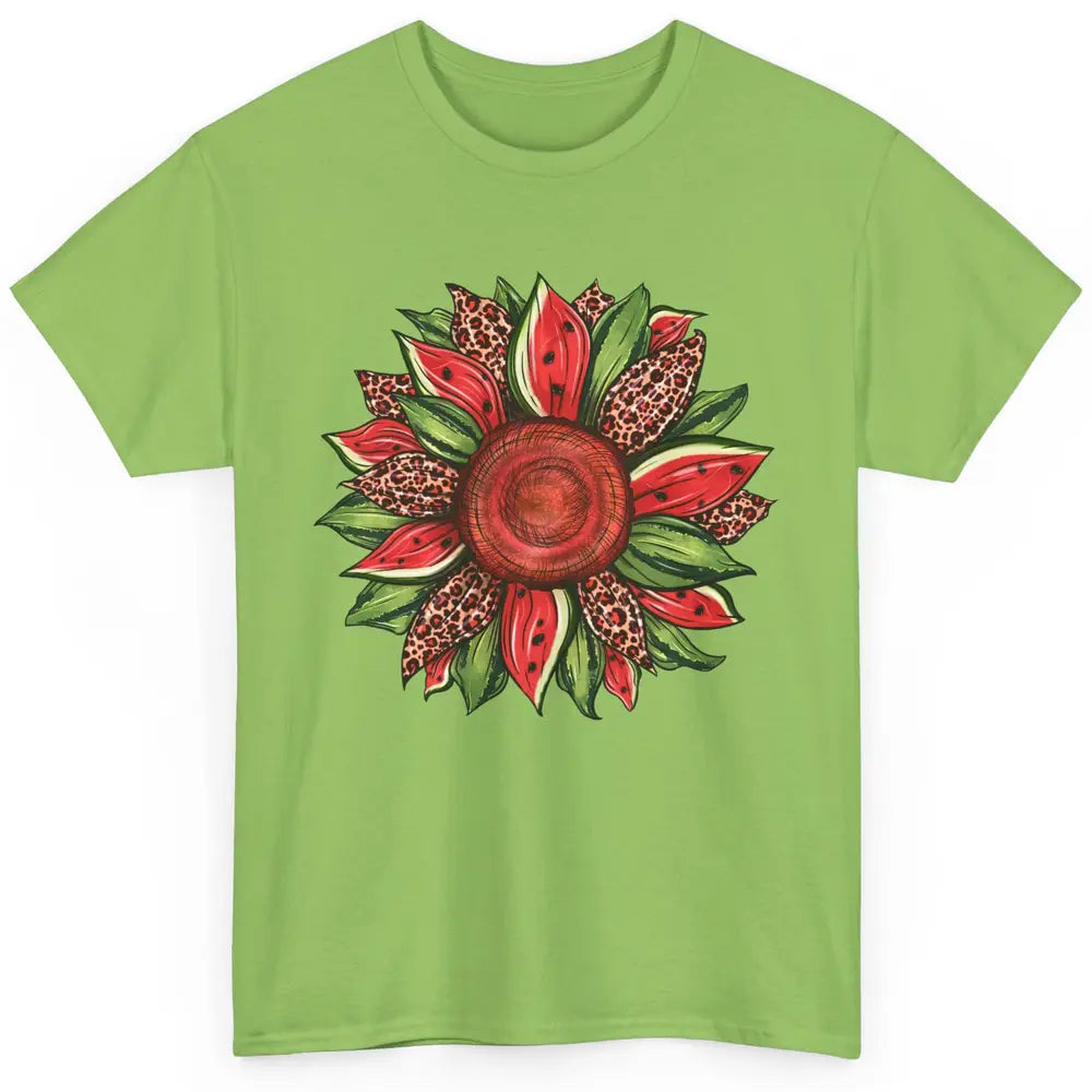 Watermelon Leopard Sunflower Summer Peace Love Watermelon Classic Unisex T-Shirt