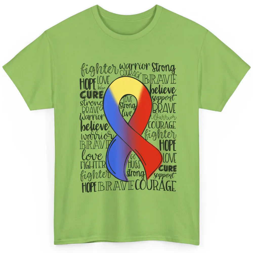 Thoracic Outlet Syndrome Awareness Blue Red Ribbon Hope Love Classic Unisex T-Shirt