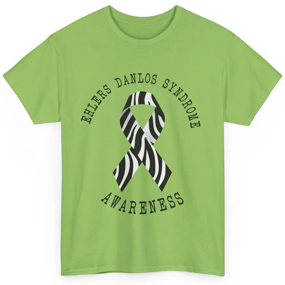 Ehlers Danlos Syndrome Awareness EDS Zibra Ribbon Rainbow Classic Unisex T-Shirt