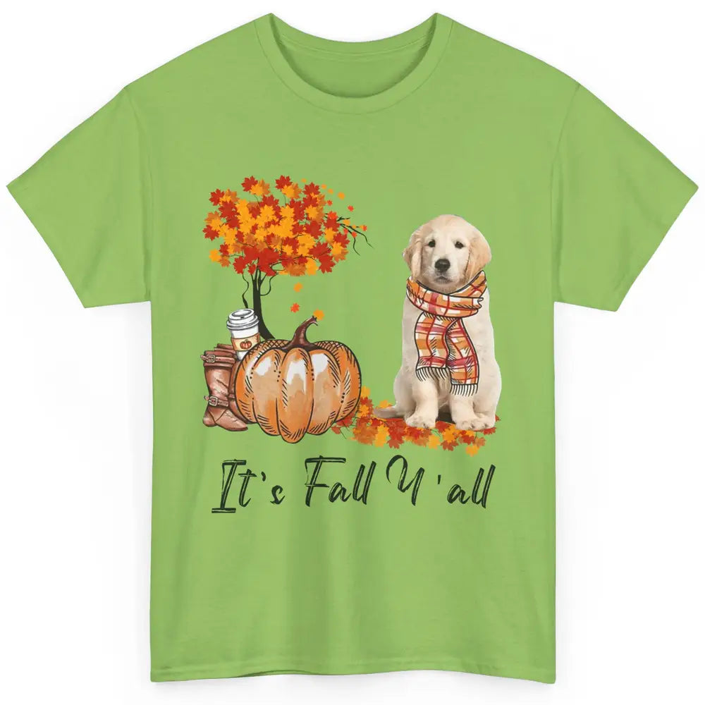 Golden Retriever Pumpkin Happy Fall Yall Autumn Thanksgiving Classic Unisex T-Shirt