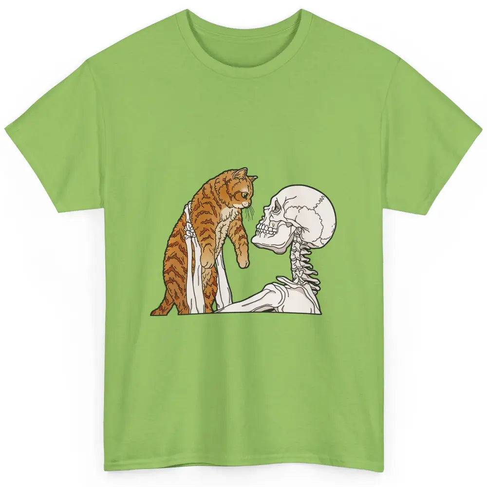 Cat And Skeleton Best Friends Of Cat Funny Orange Cat Kitten Classic Unisex T-Shirt