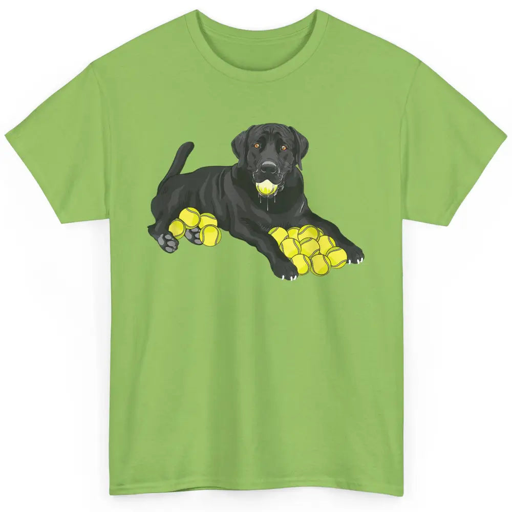 Funny Black Labrador Retriever Dog Play Tennis Balls Player Classic Unisex T-Shirt