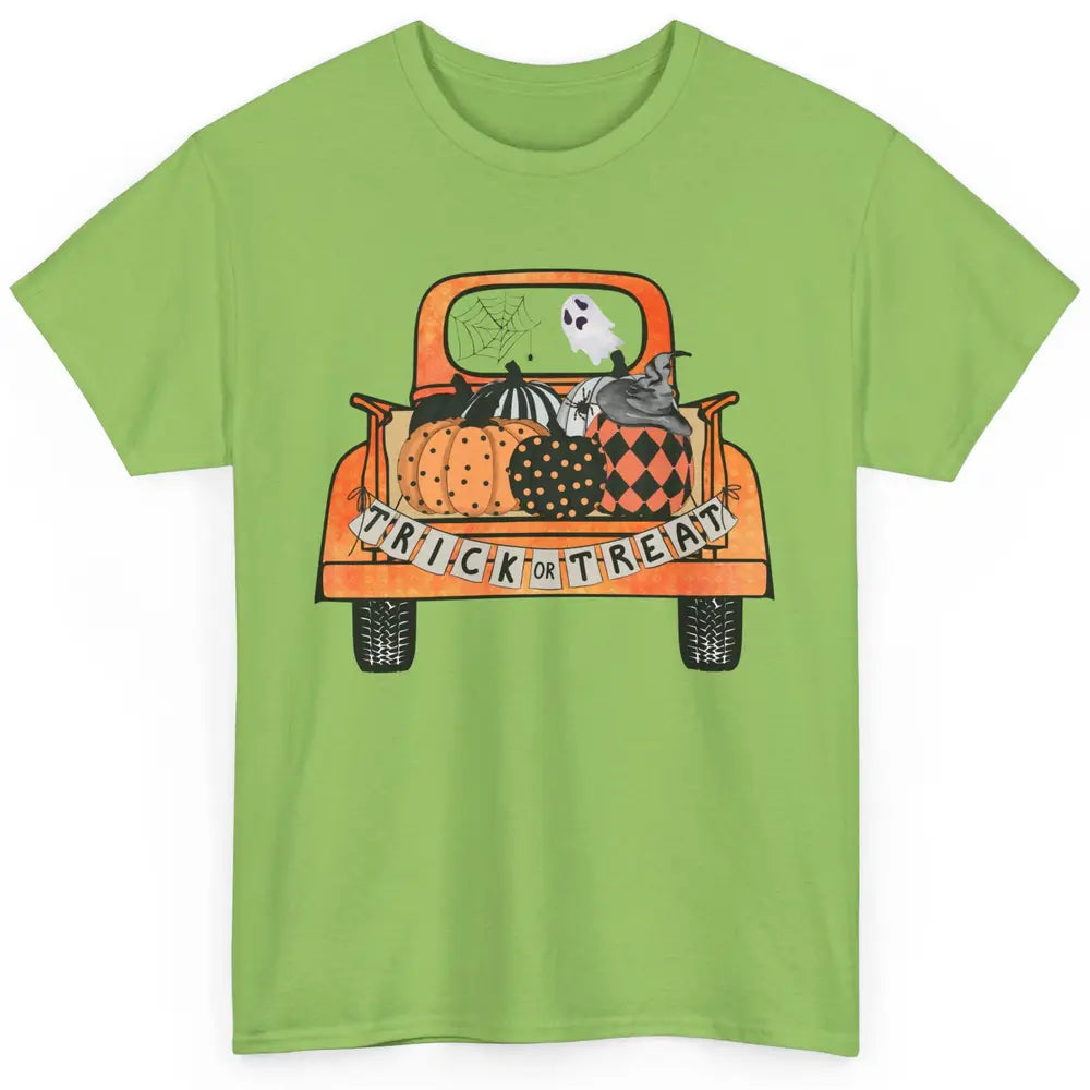 Retro Fall Pumpkin Truck Fall Halloween Trick Or Treat Gift Classic Unisex T-Shirt