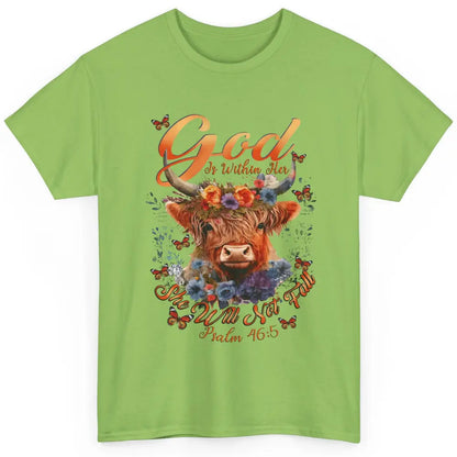 Christian Highland Cow God Is Within Her Bible Religious Classic Unisex T-Shirt