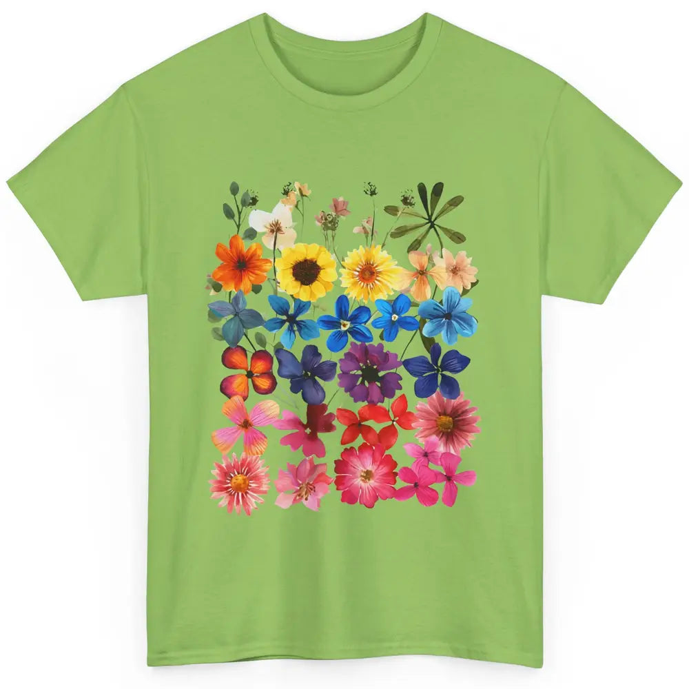 Vintage Pressed Flowers Plant Botanical Garden Wildflower Classic Unisex T-Shirt