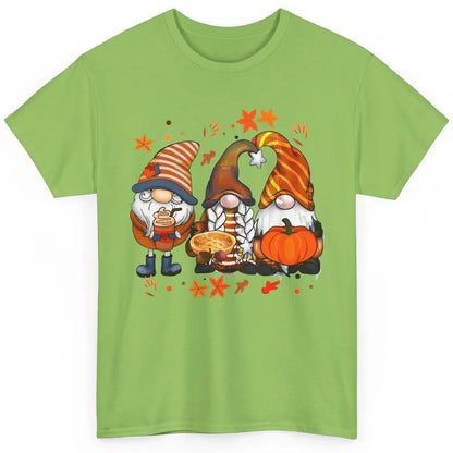 Retro Fall Gnomies Pumpkin Falling Leaves Thanksgiving Gnome Classic Unisex T-Shirt