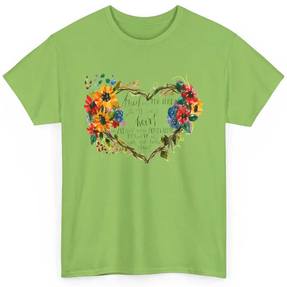 Floral Christian Trust In Lord With All Heart Bible Verse Classic Unisex T-Shirt