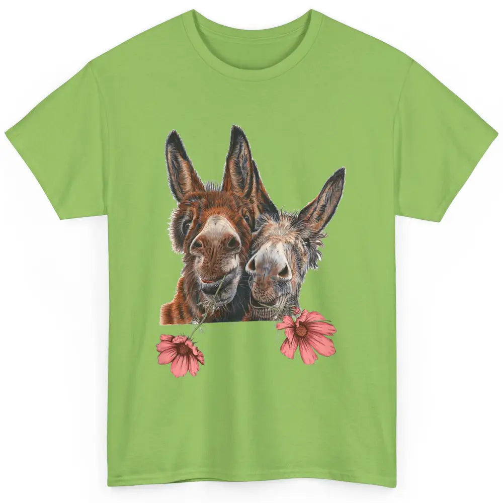 Wildflower Donkey Couple Retro Farm Animal Life Funny Donkey Classic Unisex T-Shirt