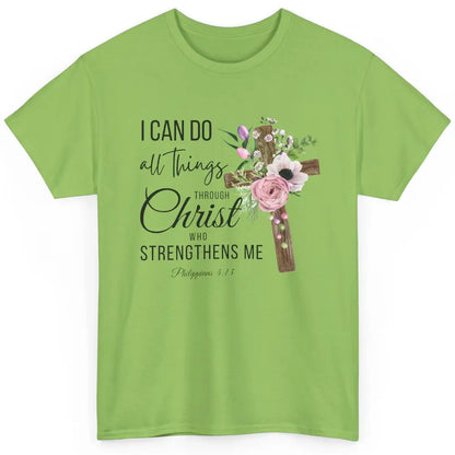 Floral Jesus Cross I Can Do All Things Through Christ Bible Classic Unisex T-Shirt