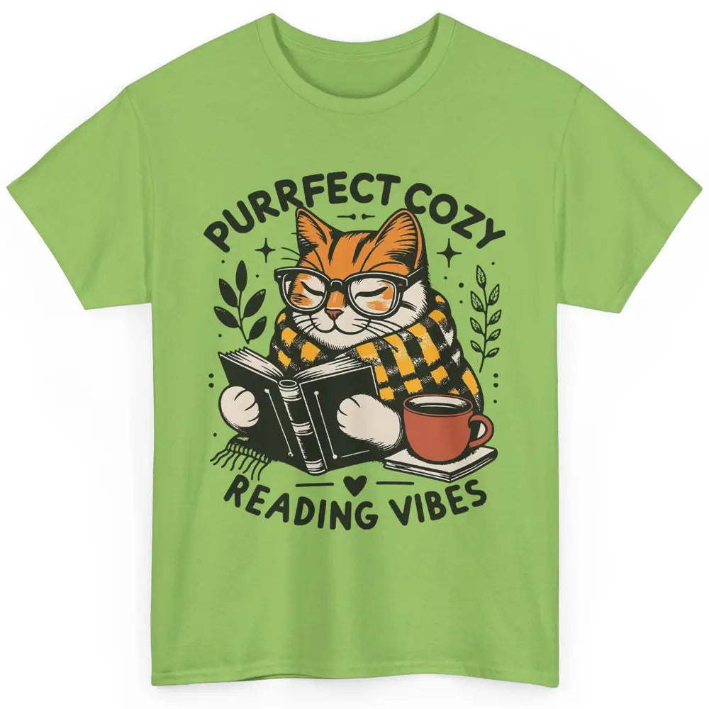 Funny Bookish Cat Purrfect Cozy Reading Vibes Winter Reading Classic Unisex T-Shirt