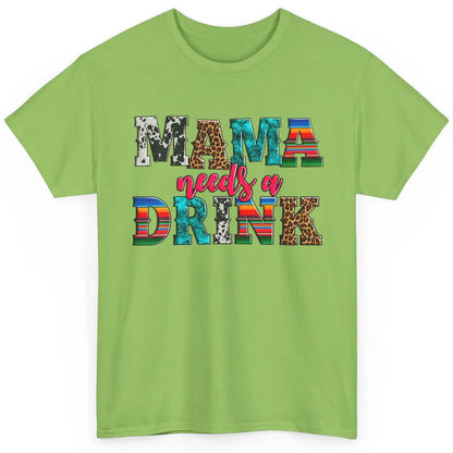 Western Mama Needs Drink Leopard Turquoise Mothers Day Retro Classic Unisex T-Shirt