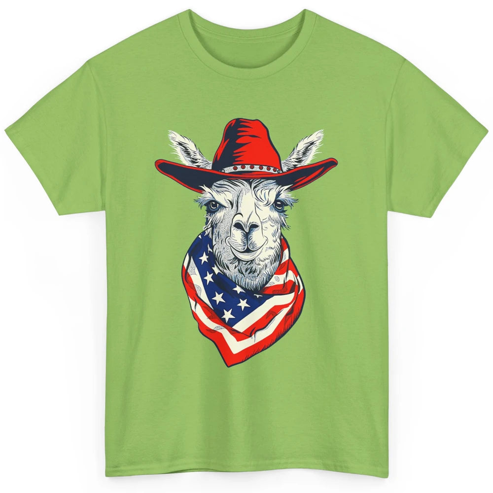 Funny Alpaca Cowboy Western Country Llama Rodeo USA Flag Retro Howdy Classic Unisex T-Shirt