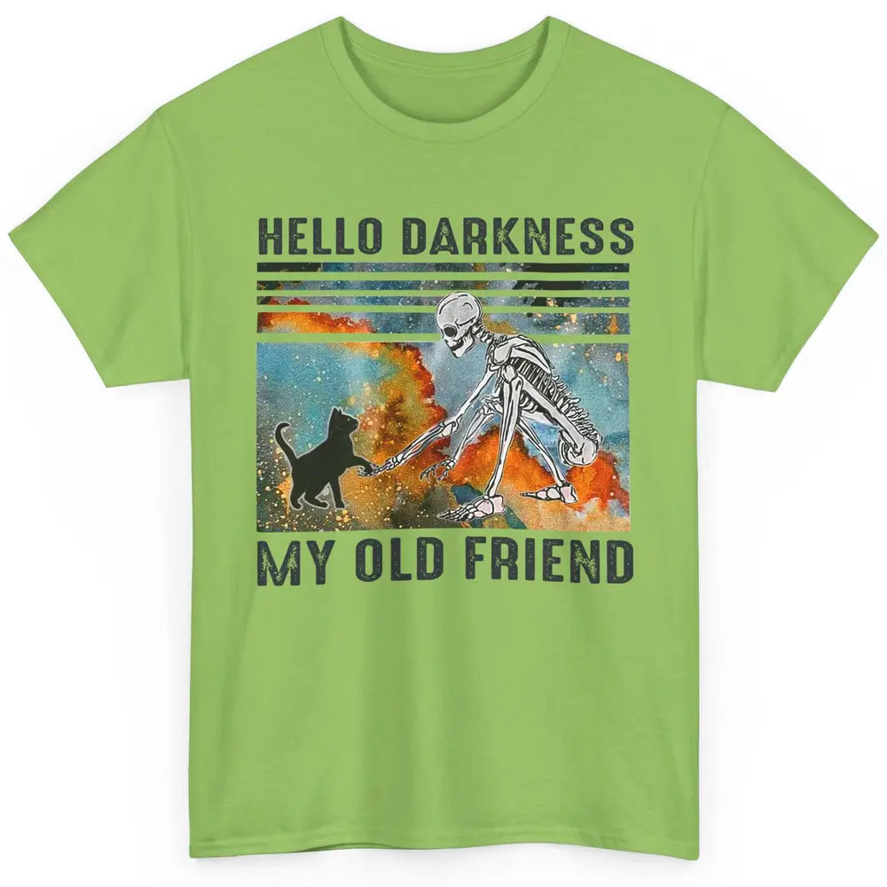 Black Cat And Skeleton Hello Darkness My Old Friend Cat Love Classic Unisex T-Shirt