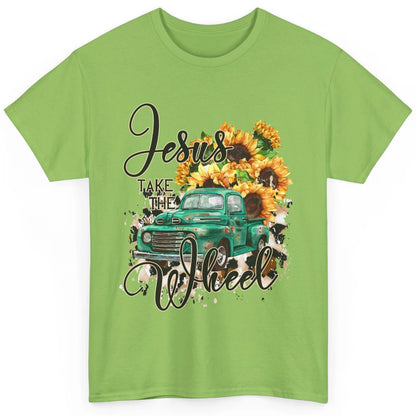 Sunflower Truck Jesus Take The Wheel Christian Gift Leopard Classic Unisex T-Shirt