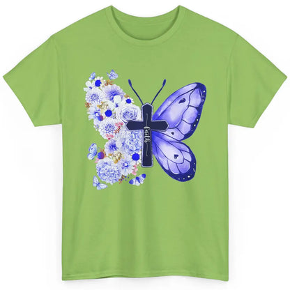 Butterfly Cross Faith Floral God Jesus Christian Bible Women Classic Unisex T-Shirt