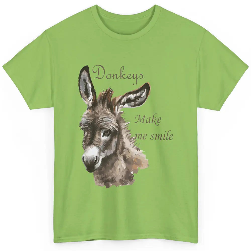 Watercolor Donkey Make Me Smile Farming Life Farm Animal Classic Unisex T-Shirt