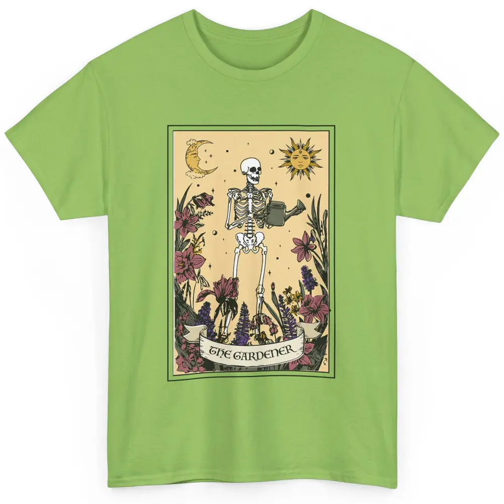 Retro Skeleton The Gardener Tarot Card Plant Lady Halloween Classic Unisex T-Shirt