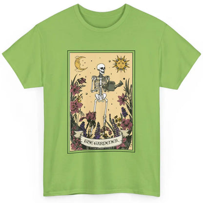 Retro Skeleton The Gardener Tarot Card Plant Lady Halloween Classic Unisex T-Shirt