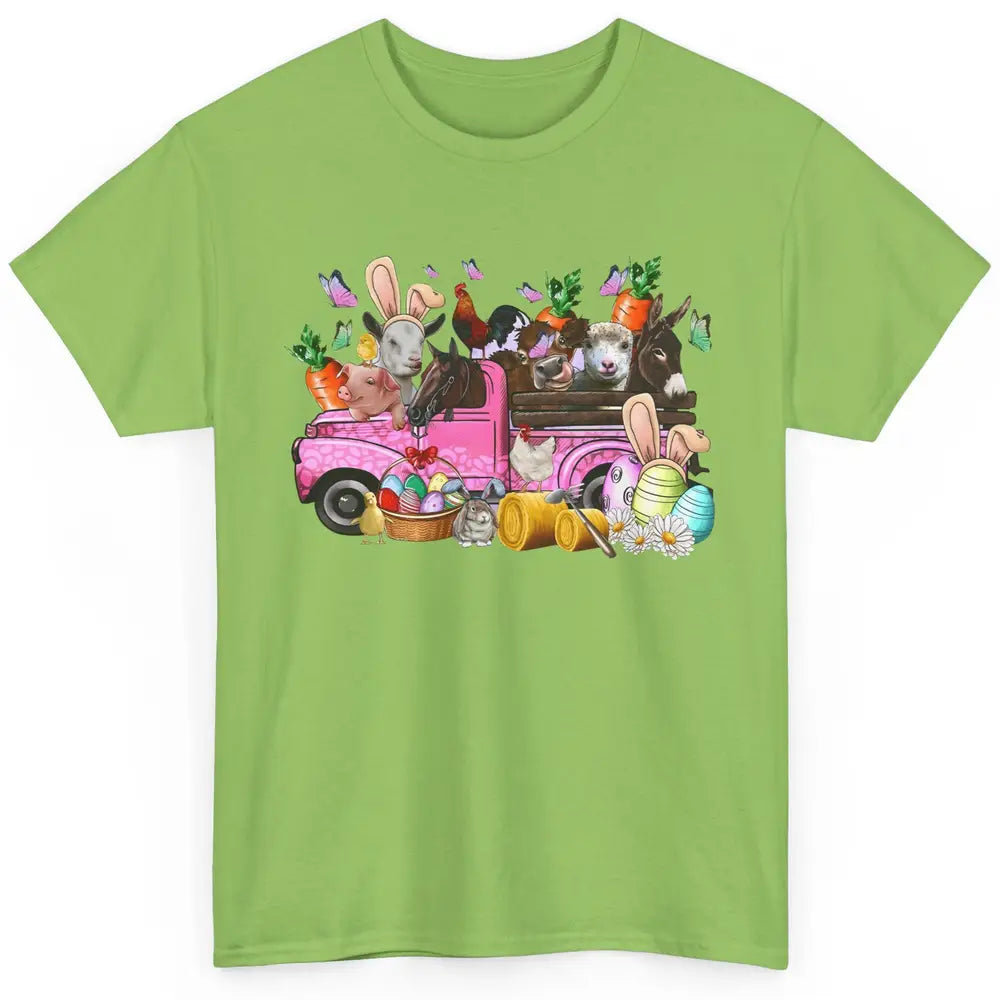 Easter Farm Truck With Easter Eggs Basket Animal Bunny Ears Classic Unisex T-Shirt