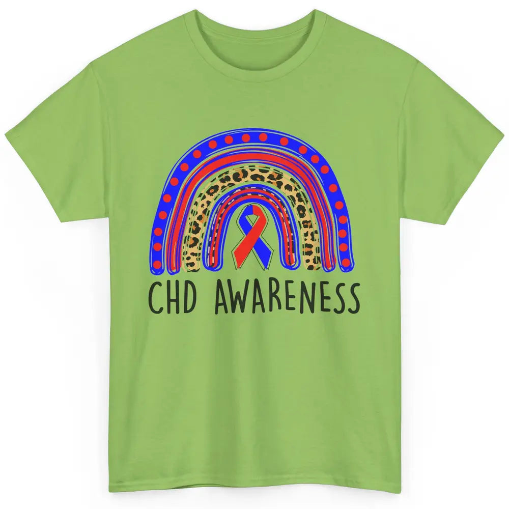 CHD Congenital Heart Disease Awareness Leopard Rainbow Gift Classic Unisex T-Shirt