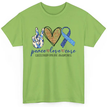 Castleman Disease Awareness Peace Love Cure Blue Ribbon Classic Unisex T-Shirt