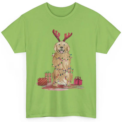 Santa Golden Retriever Reindeer Snowflake Christmas Costume Classic Unisex T-Shirt