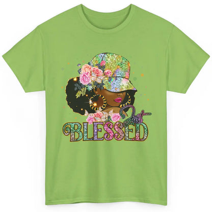 Floral Afro Black Girl Just Blessed Christian Afro American Classic Unisex T-Shirt