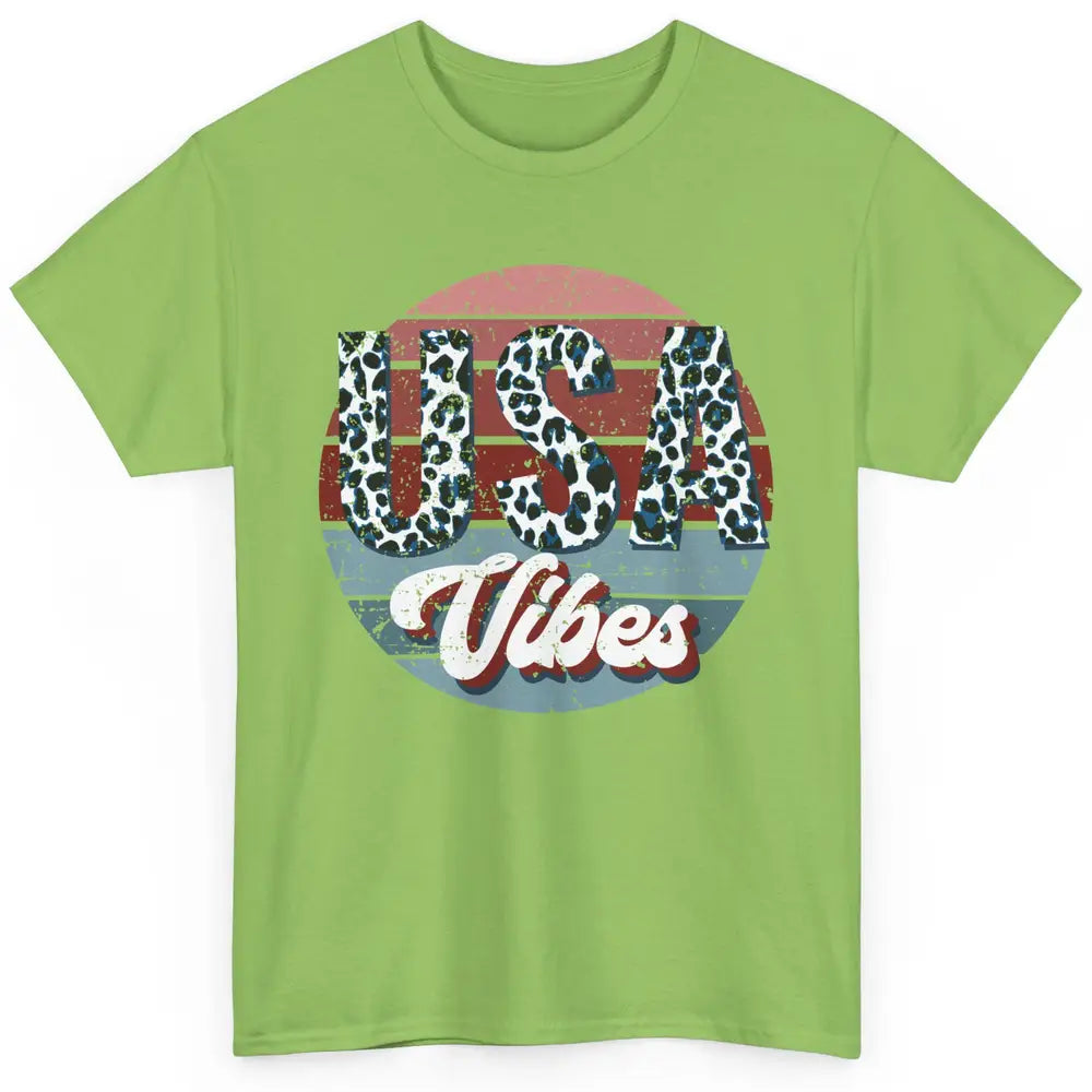 Vintage USA Vibes Leopard Patriots Independence Day Gift Classic Unisex T-Shirt