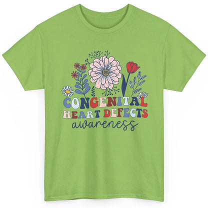 Congenital Heart Defects CHD Awareness Red Ribbon Wildflower Classic Unisex T-Shirt