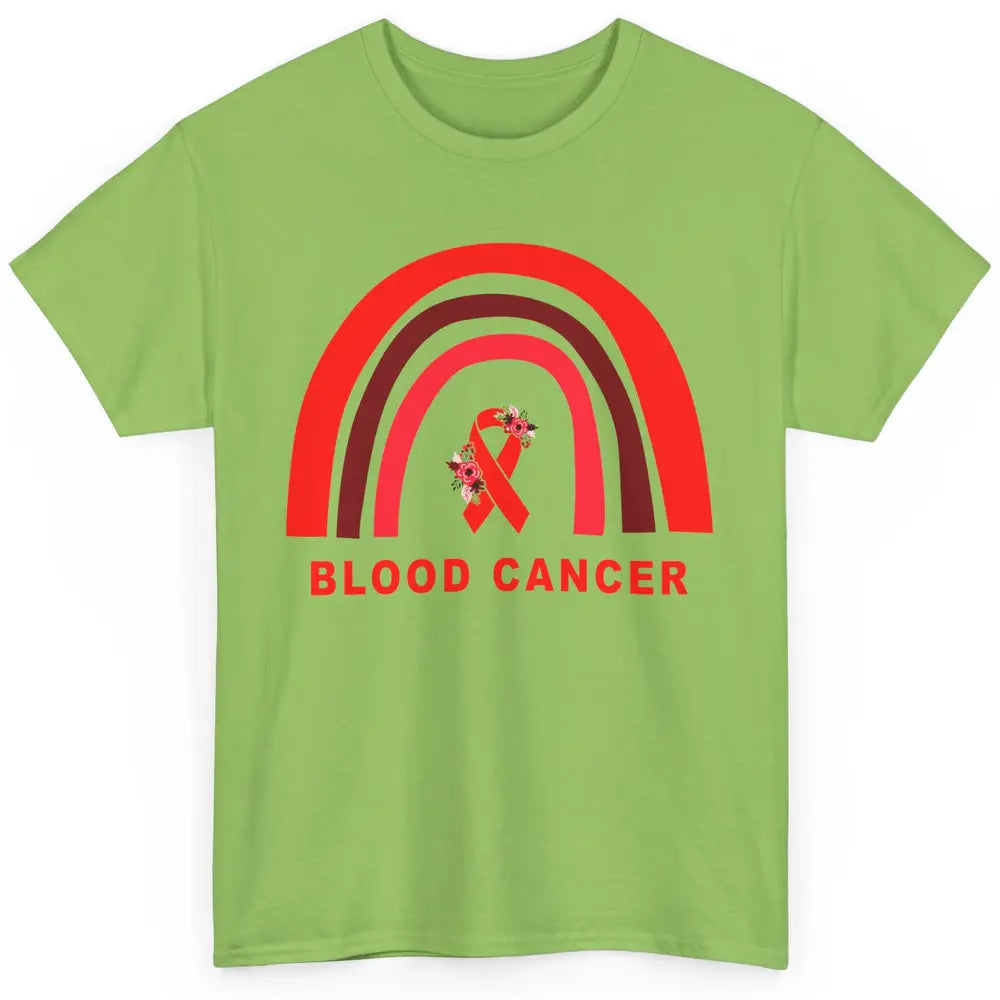 Blood Cancer Awareness Floral Red Ribbon Cute Rainbow Classic Unisex T-Shirt