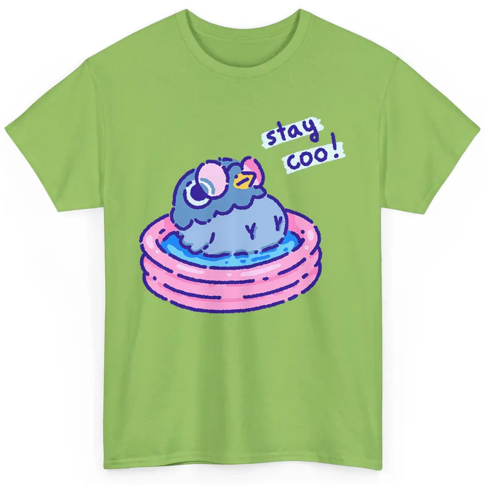 Cute Stay Coo Pigeon Swimming Pink Pool Bird Lover Kawaii Classic Unisex T-Shirt