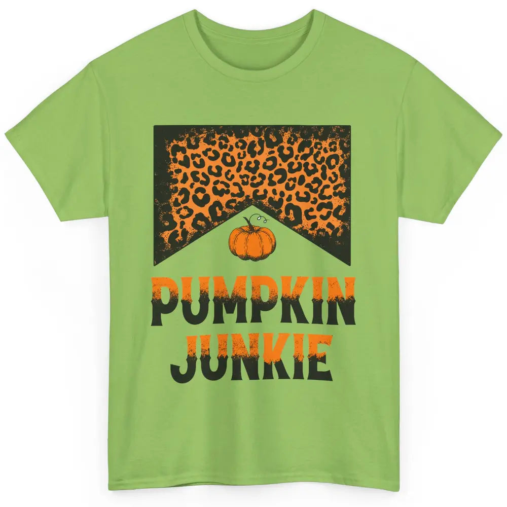 Retro Pumpkin Junkie Leopard Thanksgiving Western Country Classic Unisex T-Shirt