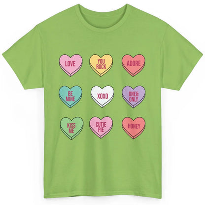 Conversation Hearts Valentines Love Boho V-Day Candy Rainbow Classic Unisex T-Shirt