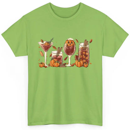 Fall Wine Glasses Orange Pumpkin Spice Autumn Hello Fall Classic Unisex T-Shirt