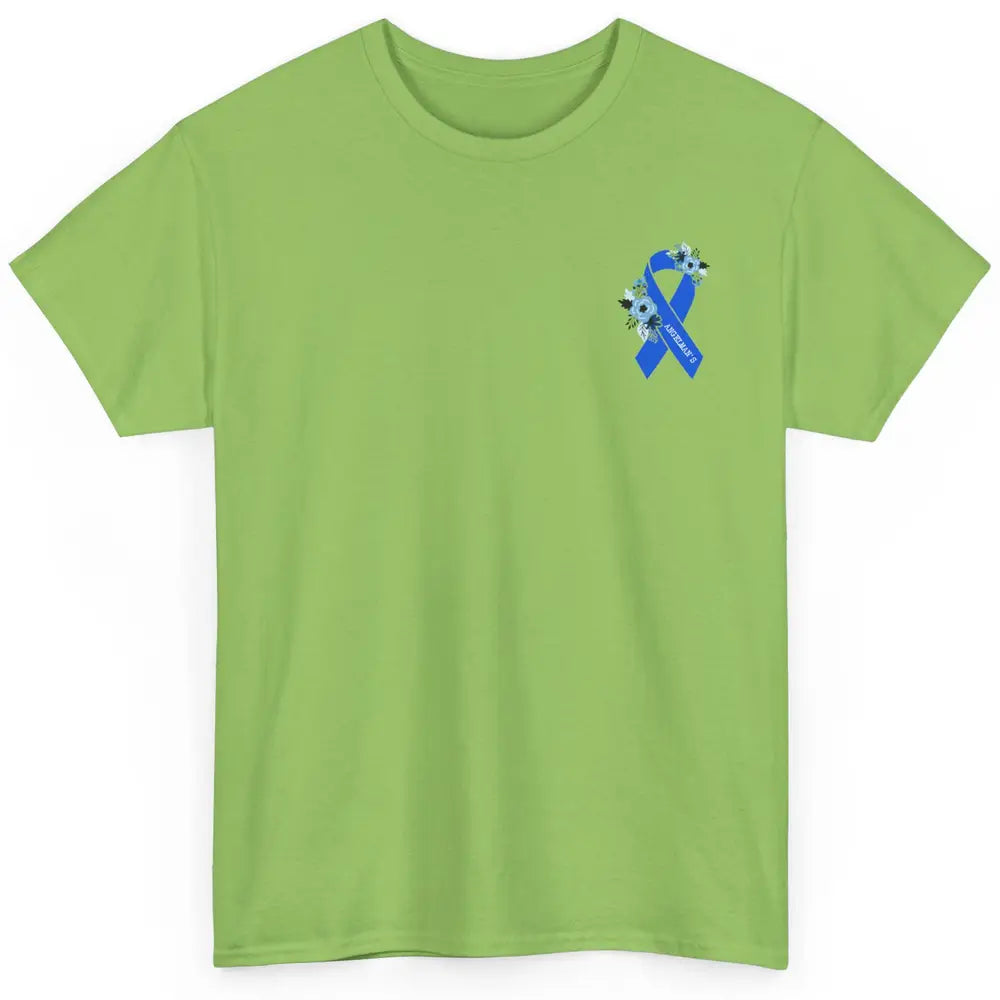 We Wear Blue Angelmans Syndrome Awareness Floral Blue Ribbon Classic Unisex T-Shirt