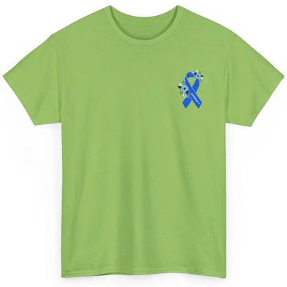 We Wear Blue Angelmans Syndrome Awareness Floral Blue Ribbon Classic Unisex T-Shirt