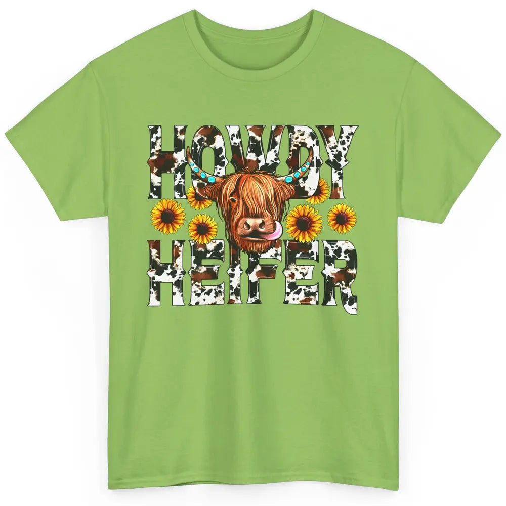 Sunflower Highland Cow Howdy Heifer Western Country Cowboy Classic Unisex T-Shirt