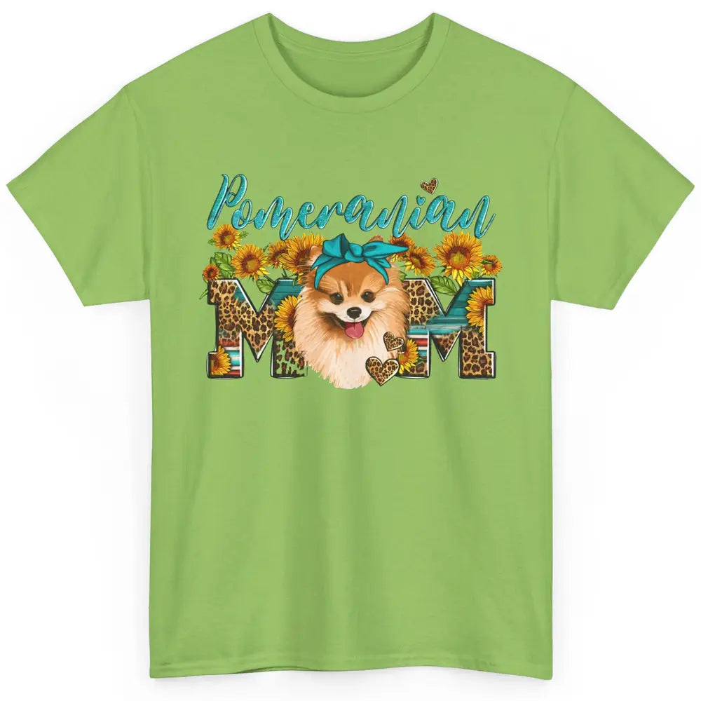 Sunflower Leopard Pomeranian Mom Western Pomeranian Dog Lady Classic Unisex T-Shirt