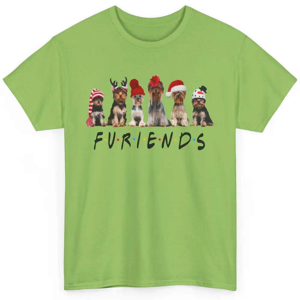 Funny Yorkie Furiends Merry Christmas Hat Santa Dog Lovers Classic Unisex T-Shirt