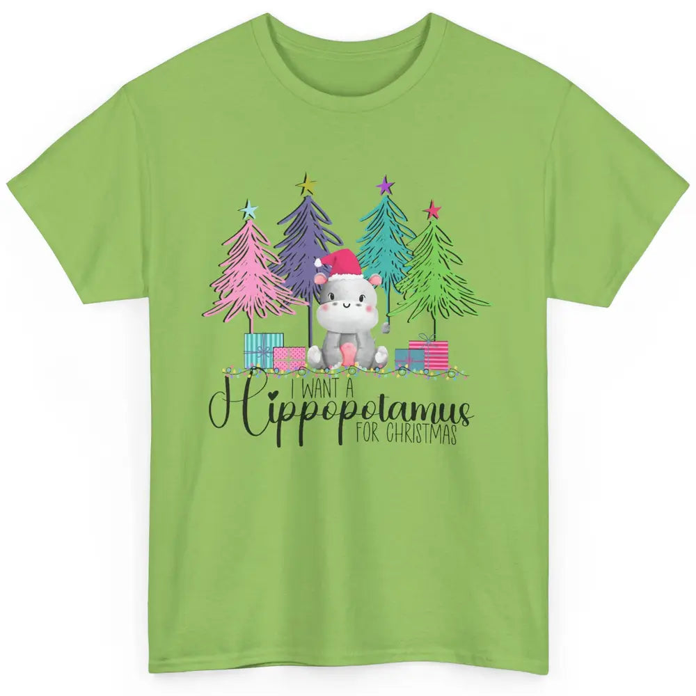 I Want A Hippopotamus For Christmas Tree Hippo Doodle Draw Classic Unisex T-Shirt