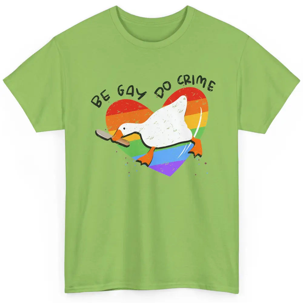 Vintage Duck Rainbow Be Gay Do Crime LGBTQ Community Rights Classic Unisex T-Shirt