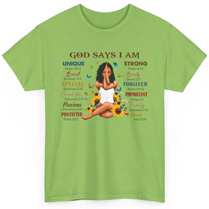 Black Girl God Says I Am Afro Woman Christian Religious Gift Classic Unisex T-Shirt