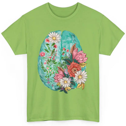 Wildflower Brain End The Stigma Floral Mental Health Matters Classic Unisex T-Shirt