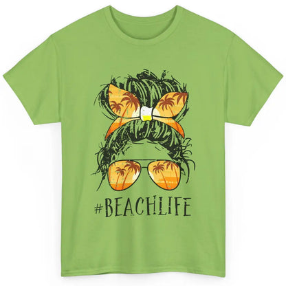 Beach Life Messy Bun Hair Retro Vintage Beach Palms Summer Classic Unisex T-Shirt