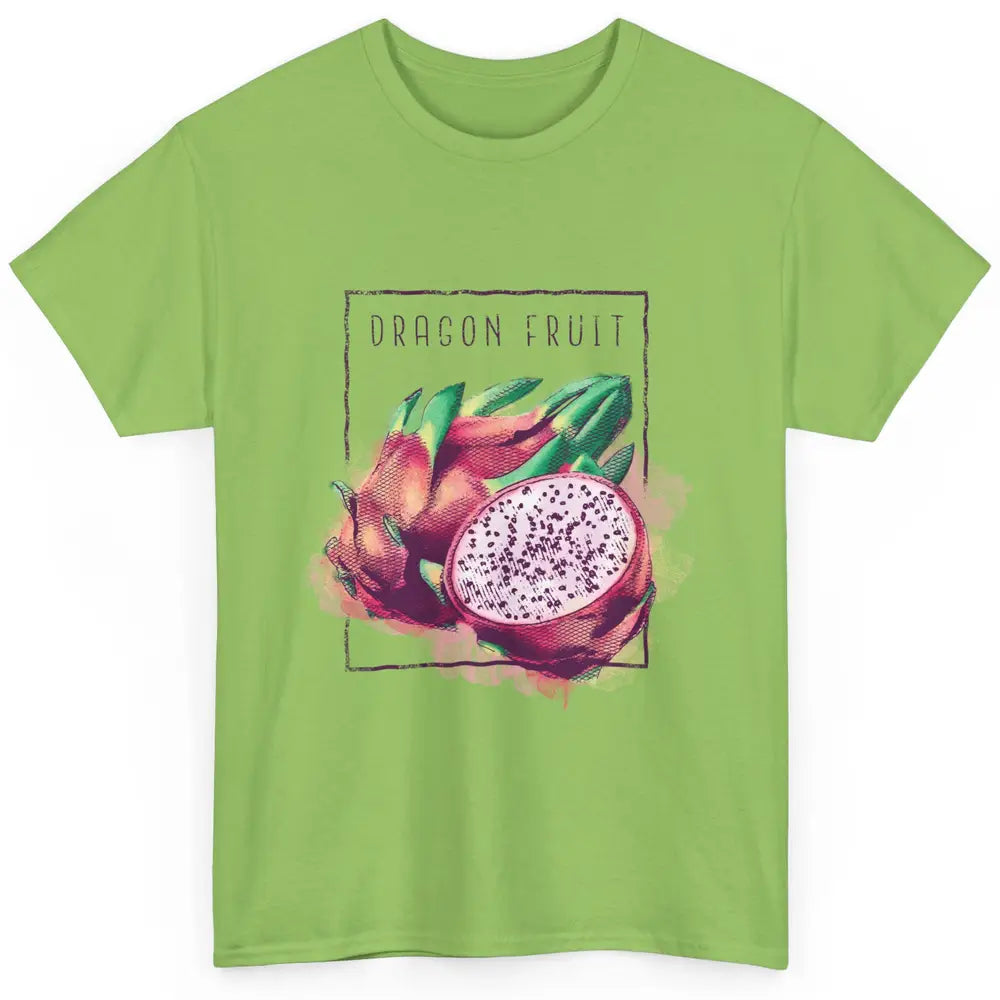 Watercolor Dragonfruit Tropical Paradise Summer Vegan Fruit Classic Unisex T-Shirt