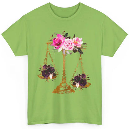 Wildflowers Lawyer Office Scales Roses Justice Law School Classic Unisex T-Shirt