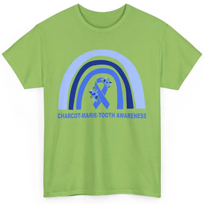 Charcot-marie-tooth Disease Awareness Floral Blue Rainbow Classic Unisex T-Shirt