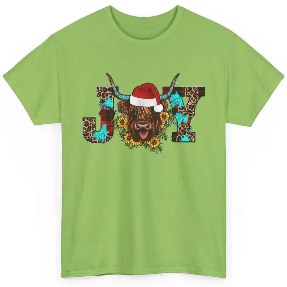 Highland Cow Christmas Joy Heifer Western Country Cowboy Classic Unisex T-Shirt