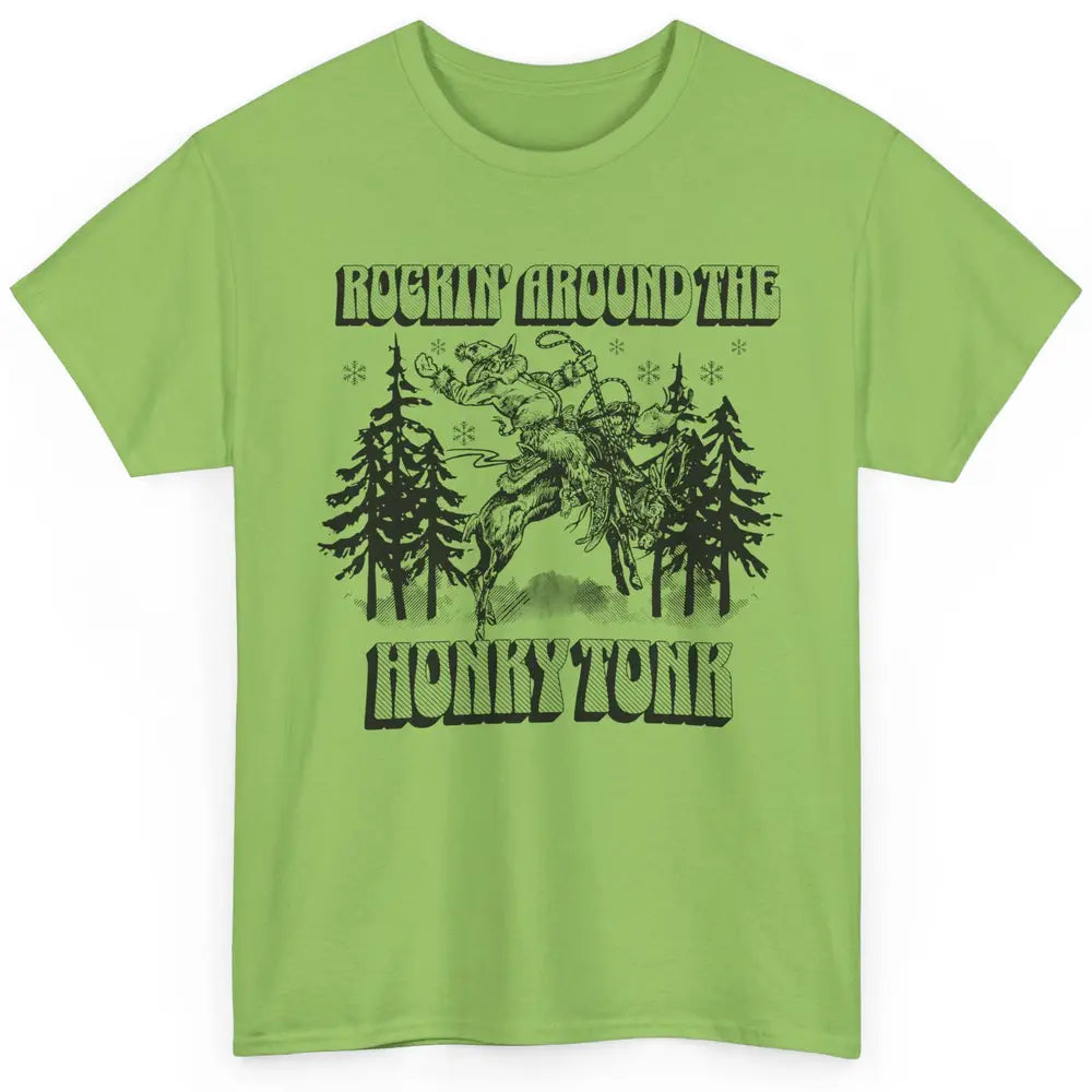 Cowboy Rocking Around The Honky Tonk Christmas Tree Western Classic Unisex T-Shirt